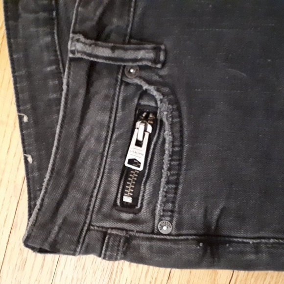 All Saints distressed moto denim sz 26 black - Picture 3 of 7